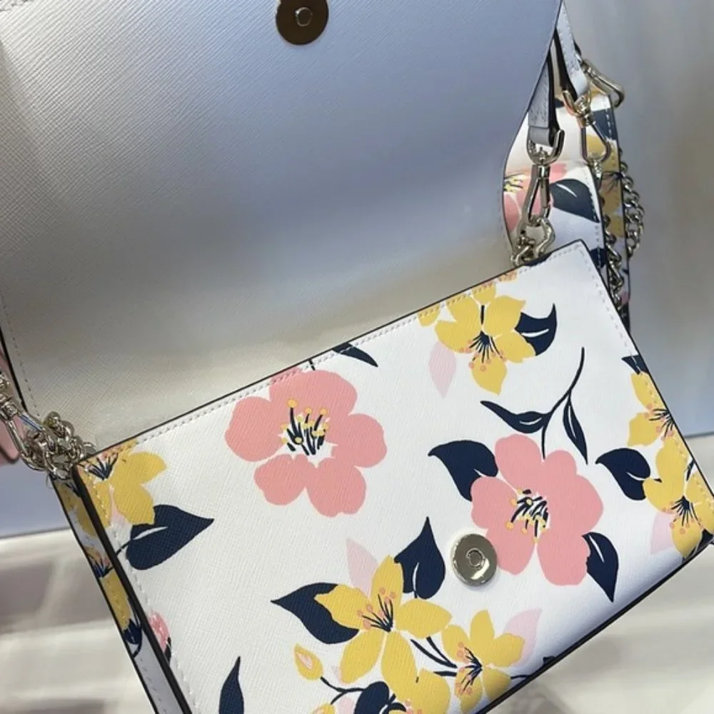 Kate Spade Carson Convertible Crossbody Lily Blooms Cream Multi - Picture 4 of 16